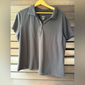 Avenue Shaped Fit 22 Black Polo Short Sleeve Shirt
